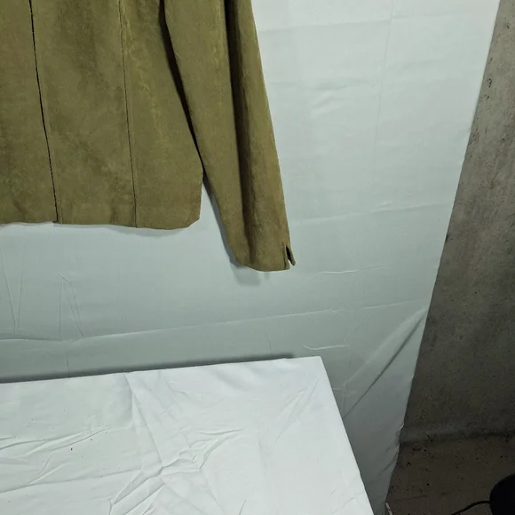 R&K Women's Size 12 Y2K Avocado Faux Suede Vintage Blazer - Picture 3 of 7